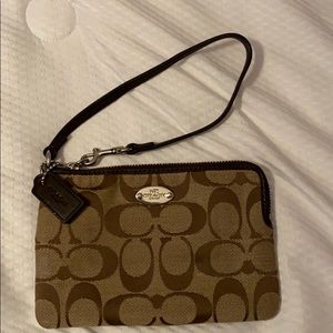 Brown Printed Coach Wallet with Zip Closure